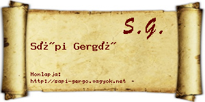 Sápi Gergő névjegykártya